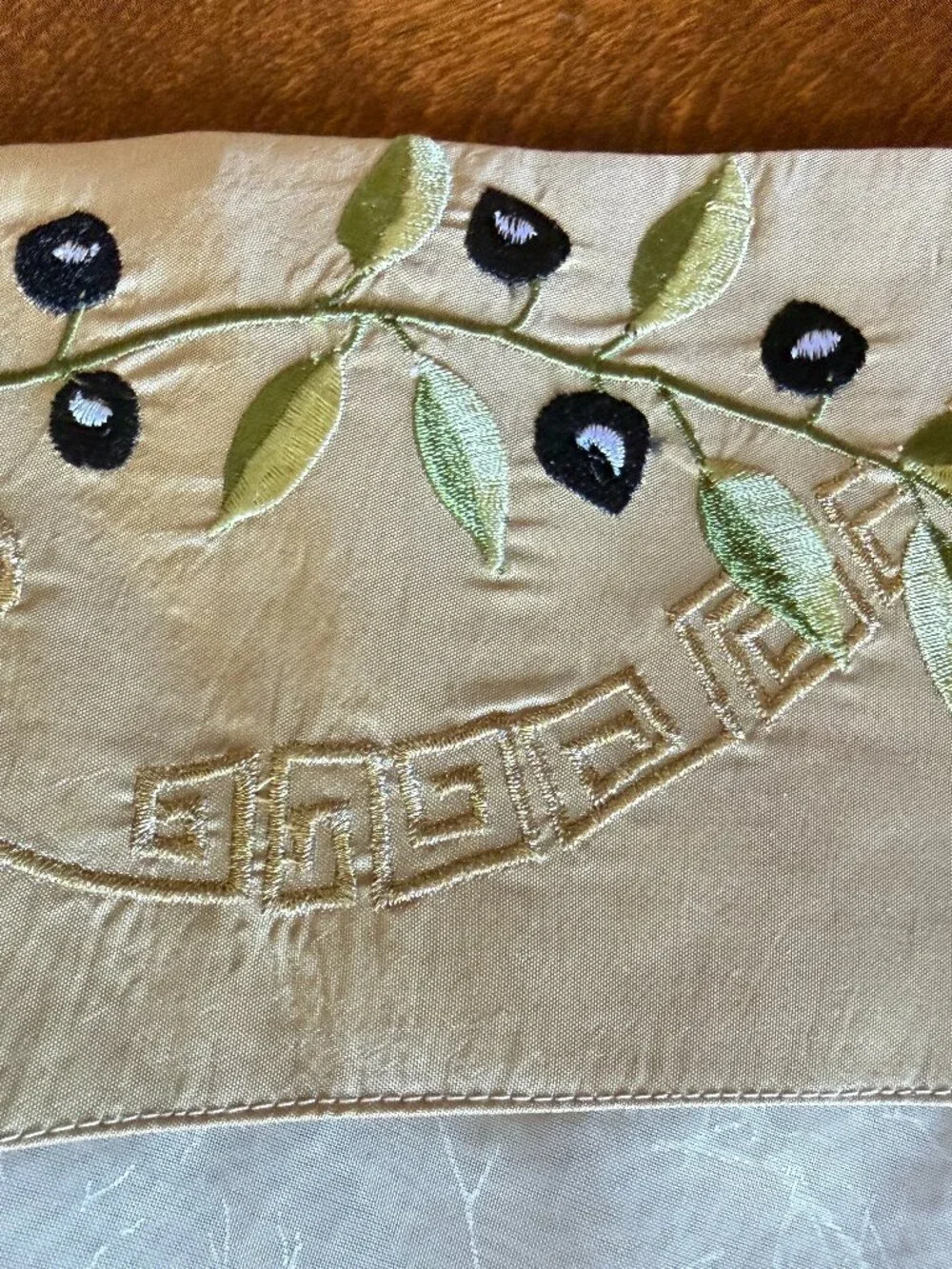 NEW Round Sheer Tablecloth With Satin trim & Embriodery from Greece